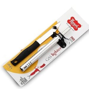 royal stainless steel lpg gas lighter for gas stove for kitchen use with knife pack of 2, fully stainless steel body, color black